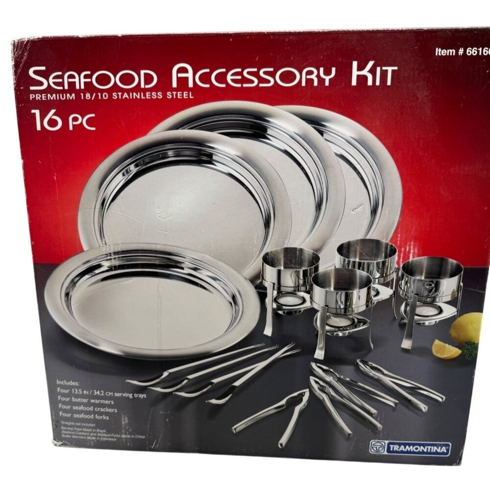 Tramontina Seafood Accessory kit 16 pc premium 18/10 stainless steel READ NEW
